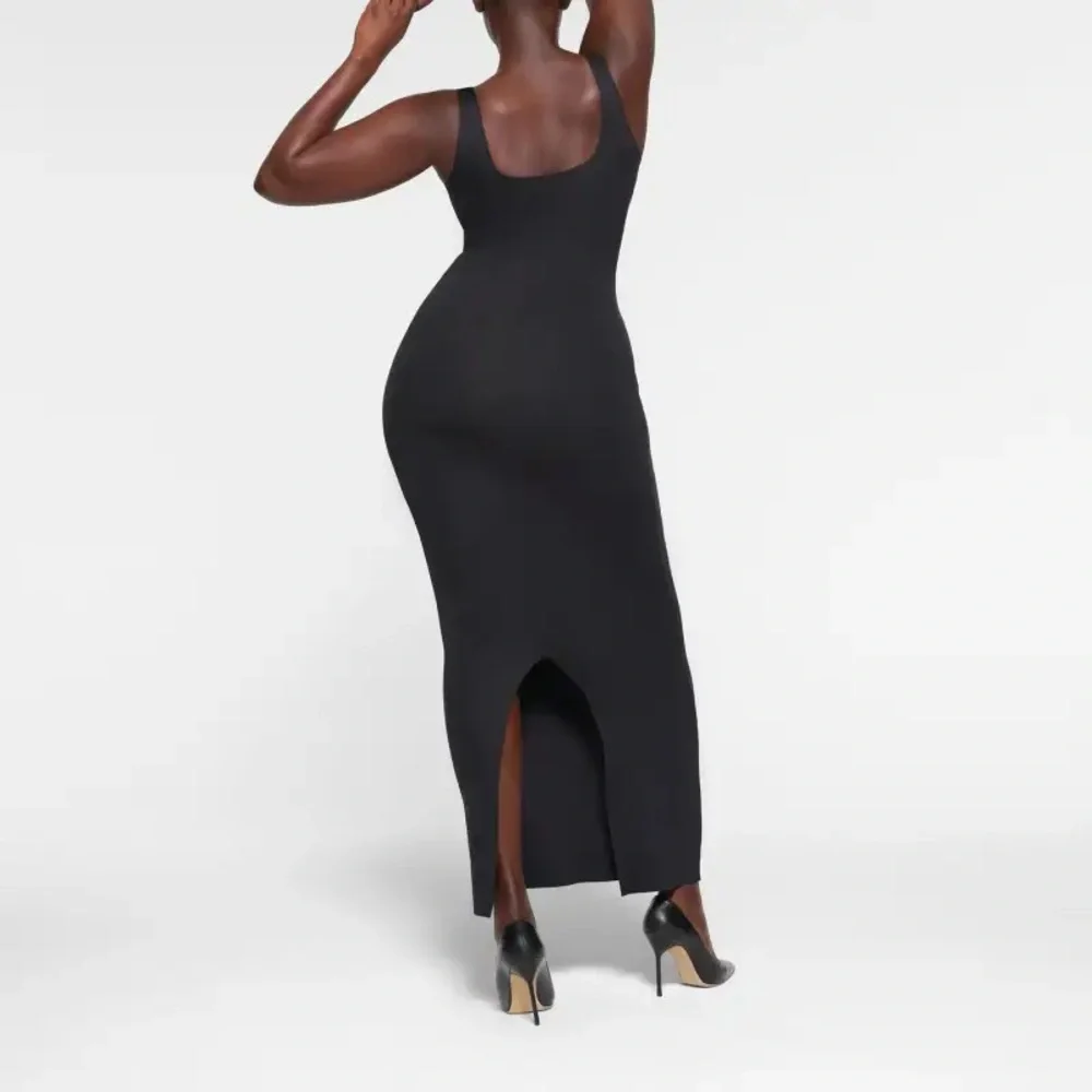 SKIMS Black Bodycon Maxi Dress Square Neck Sleeveless - Picture 5 of 7